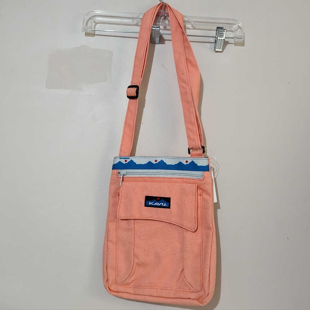 3 For $30 Kavu Keeper Crossbody Messenger Bag Purse Coral Multiple Pockets New!